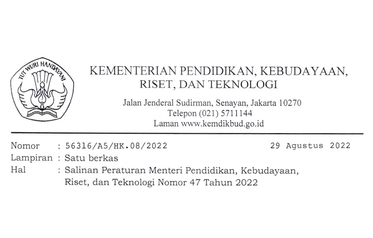Permendikbudristek Nomor 47 Tahun 2022